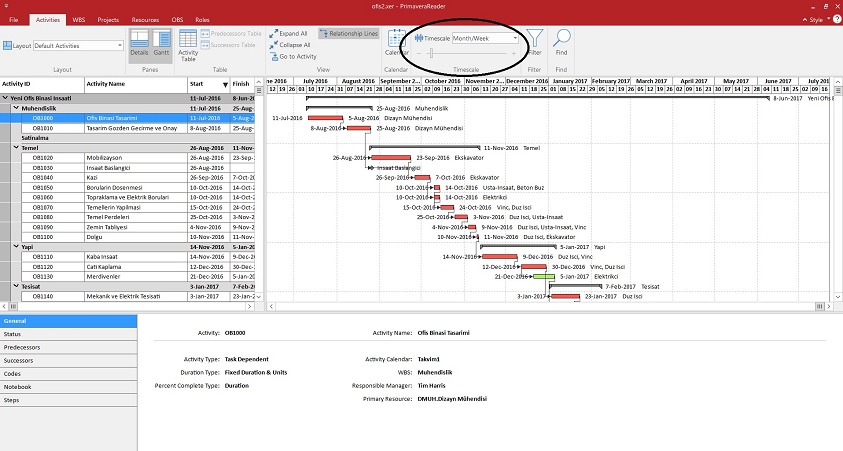 Primavera Reader Gantt Chart