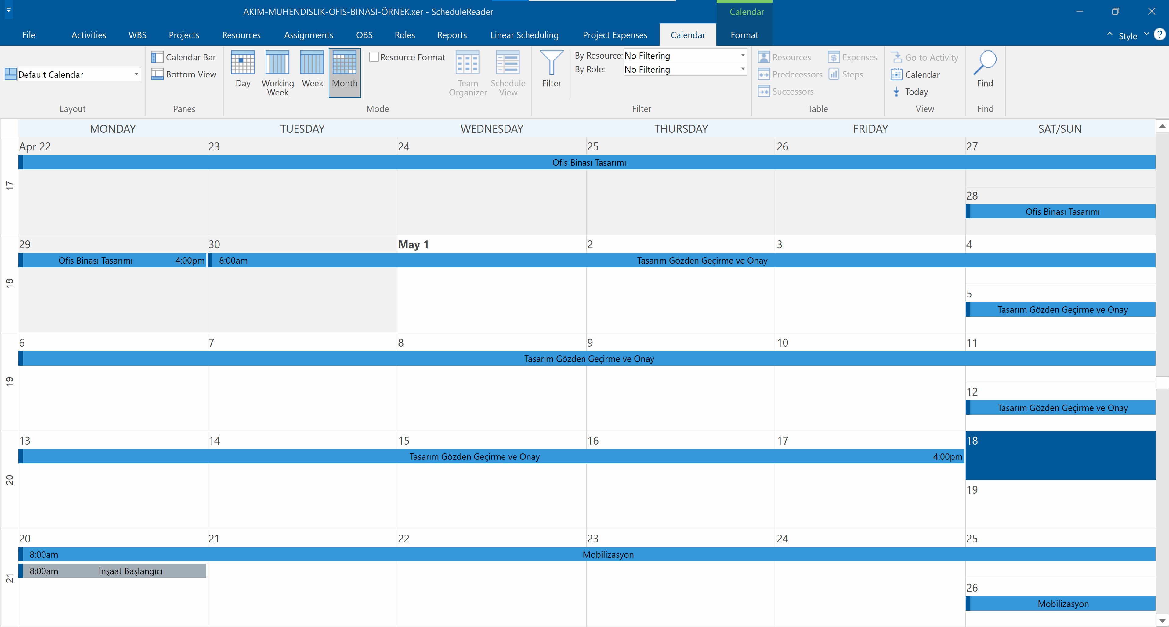 ScheduleReader Calendar View AKIM Mühendislik