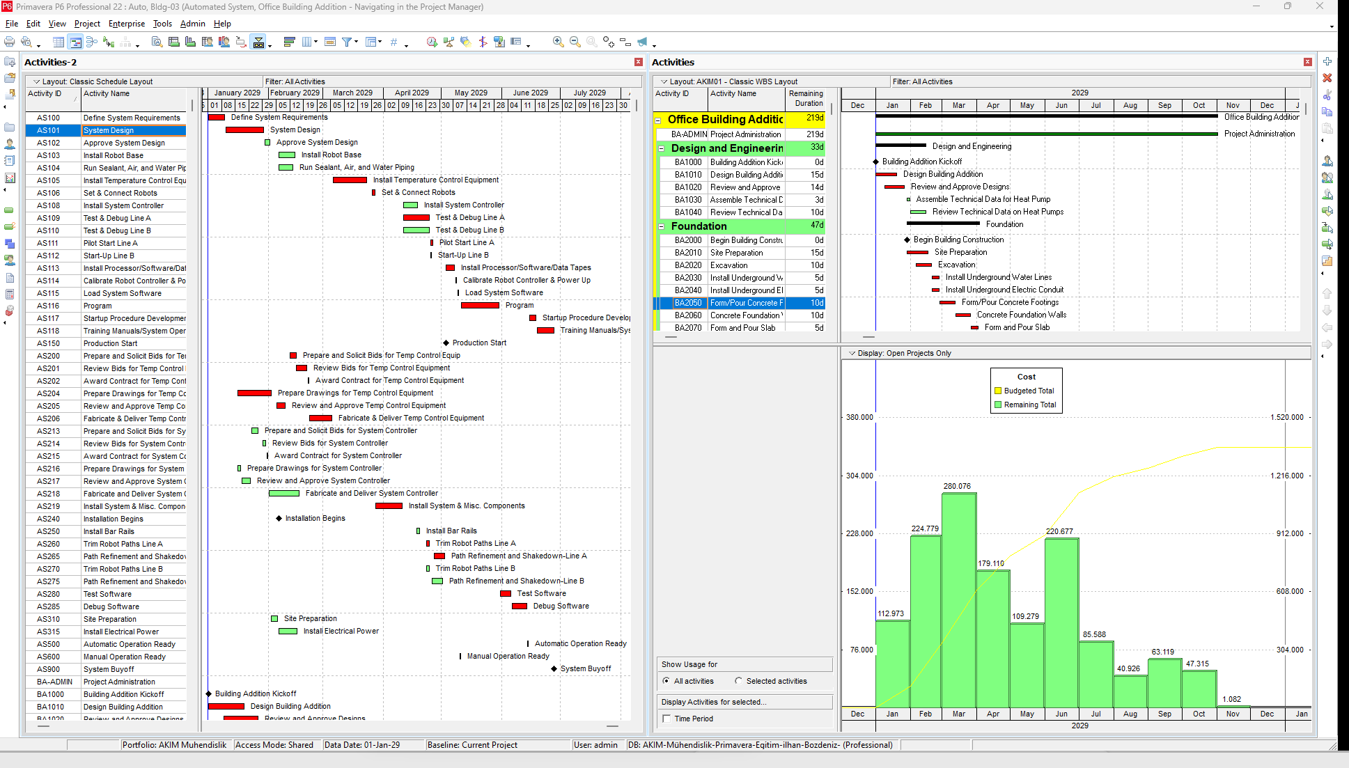 Primavera P6 Aktiviteler