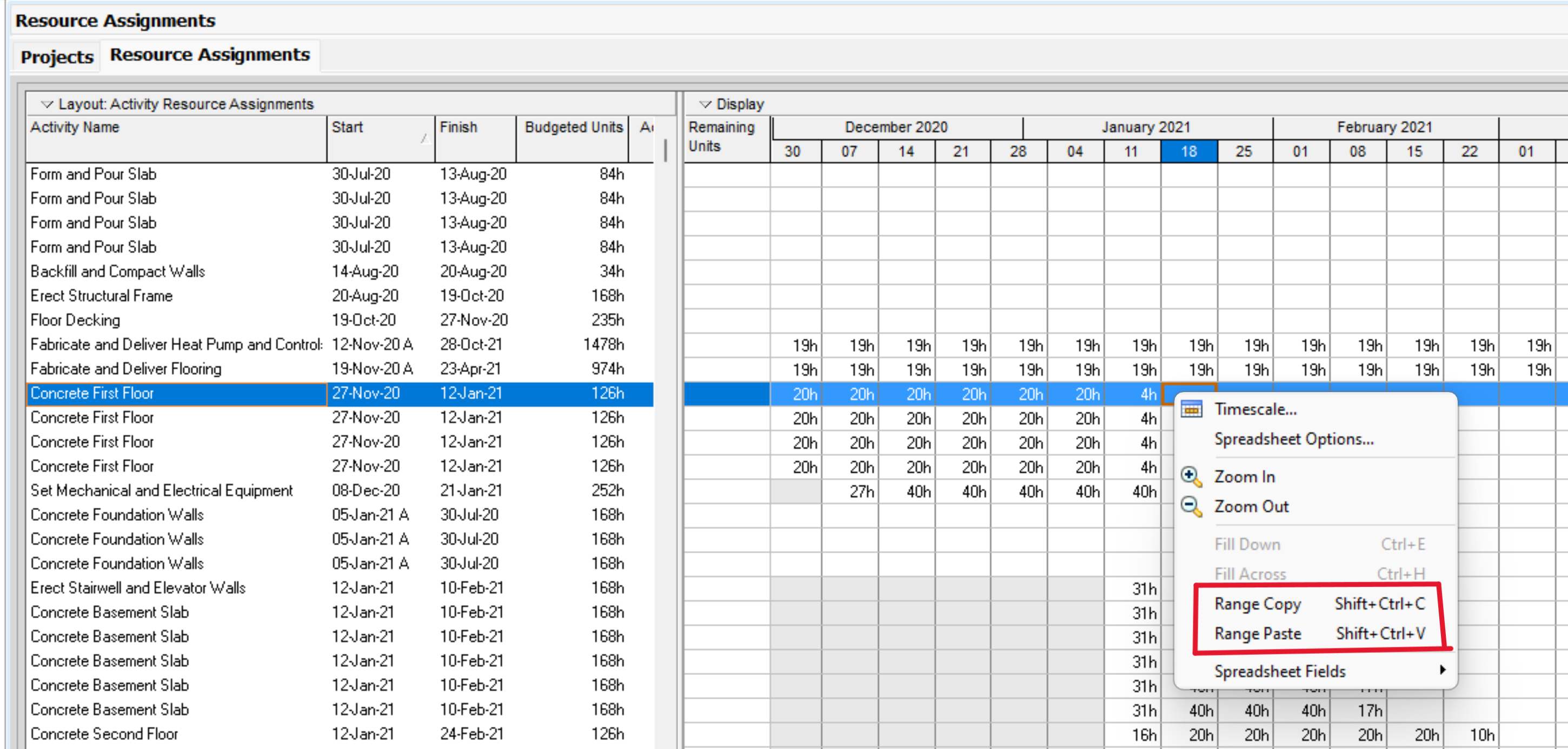 Oracle PrimaveraP6 Excelden kopyala yapıştır