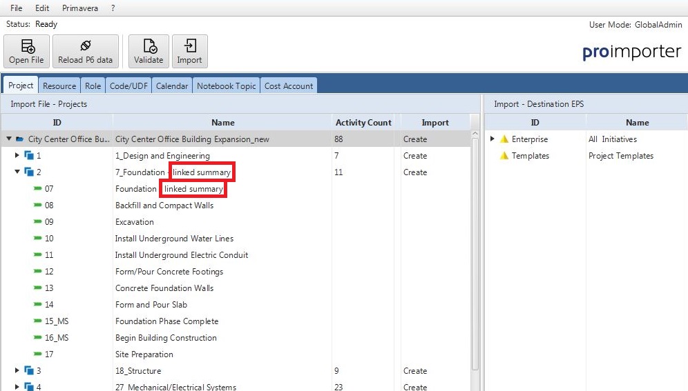 pro-importer - MSP den Oracle Primavera P6 'ya aktar